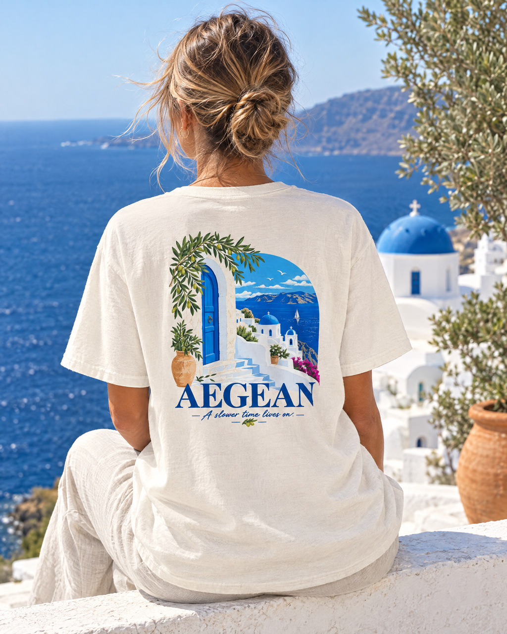 Aegean Doorway worn, Aegean Blue collection